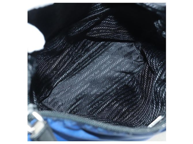 Borsa a Spalla PRADA Nylon 2way Blu Argento Auth 161702M - vista 10