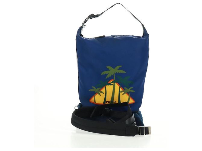 Borsa a Spalla PRADA Nylon 2way Blu Argento Auth 161702M - vista 12