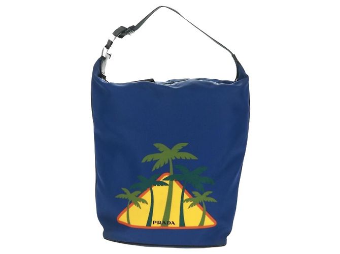 Borsa a Spalla PRADA Nylon 2way Blu Argento Auth 161702M - vista 13