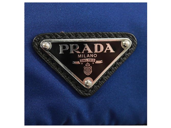 Borsa a Spalla PRADA Nylon 2way Blu Argento Auth 161702M - vista 19