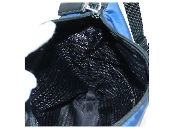 Borsa a Spalla PRADA Nylon 2way Blu Argento Auth 161702M - vista 23
