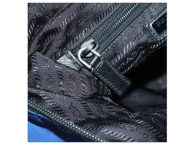 Borsa a Spalla PRADA Nylon 2way Blu Argento Auth 161702M - vista 24