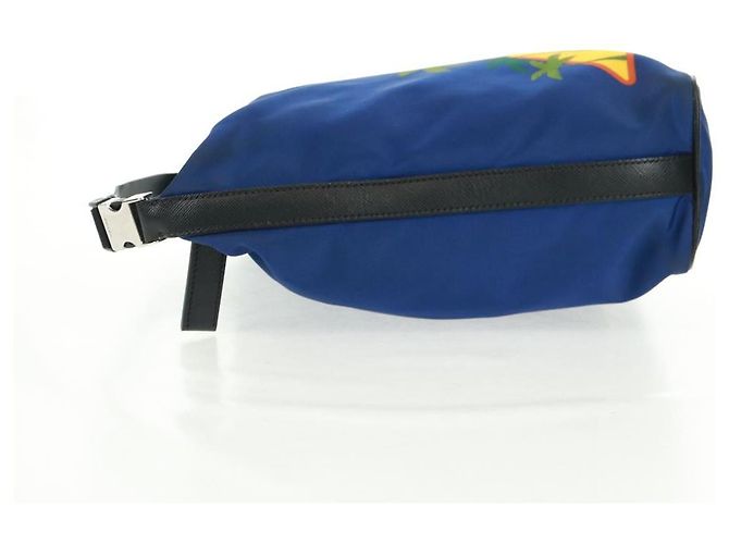 Borsa a Spalla PRADA Nylon 2way Blu Argento Auth 161702M - vista 3