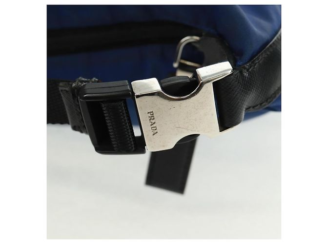 Borsa a Spalla PRADA Nylon 2way Blu Argento Auth 161702M - vista 8