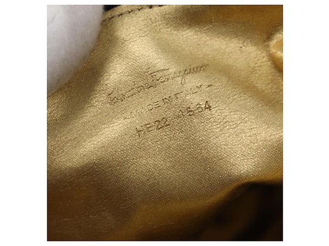 Borsa a Spalla Salvatore Ferragamo Nylon Nero Oro Auth BA10654 D'oro - vista 12