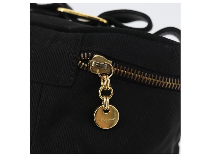 Borsa a Spalla Salvatore Ferragamo Nylon Nero Oro Auth BA10654 D'oro - vista 18