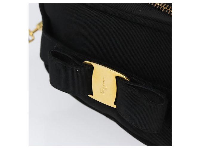 Borsa a Spalla Salvatore Ferragamo Nylon Nero Oro Auth BA10654 D'oro - vista 7