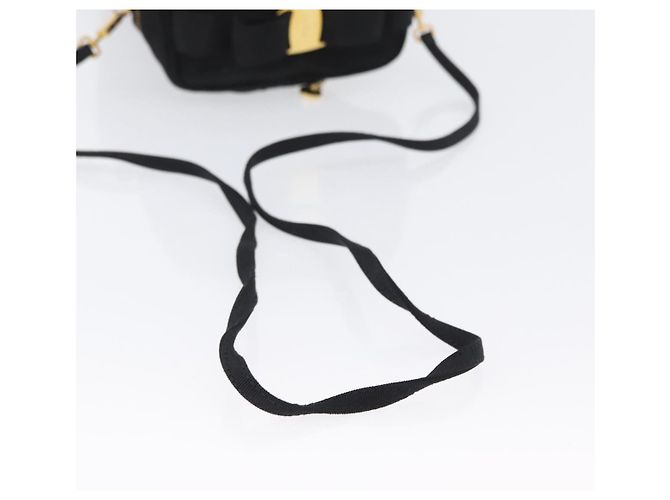 Borsa a Spalla Salvatore Ferragamo Nylon Nero Oro Auth BA10654 D'oro - vista 9