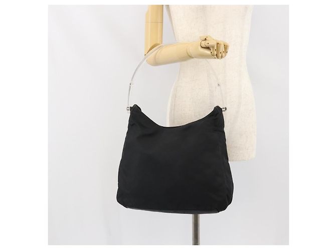 Prada Tote Bag aus schwarzem Nylon mit Silber authentisch bs33240 - Ansicht 25