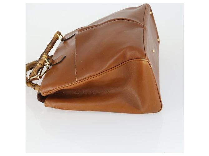 Borsa a mano in pelle GUCCI Bamboo 2 in 1 Marrone Oro 002 123 0322 Auth 165977 D'oro - vista 4