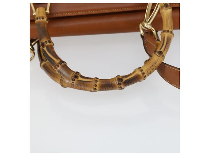 Borsa a mano in pelle GUCCI Bamboo 2 in 1 Marrone Oro 002 123 0322 Auth 165977 D'oro - vista 8