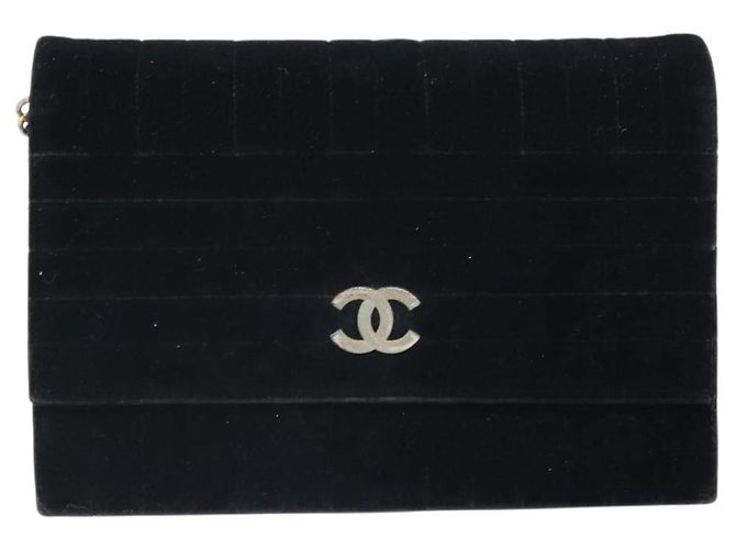 CHANEL Mademoiselle Borsa a Spalla con Catena Velluto Nero Oro CC Auth bs33251 D'oro - vista 13