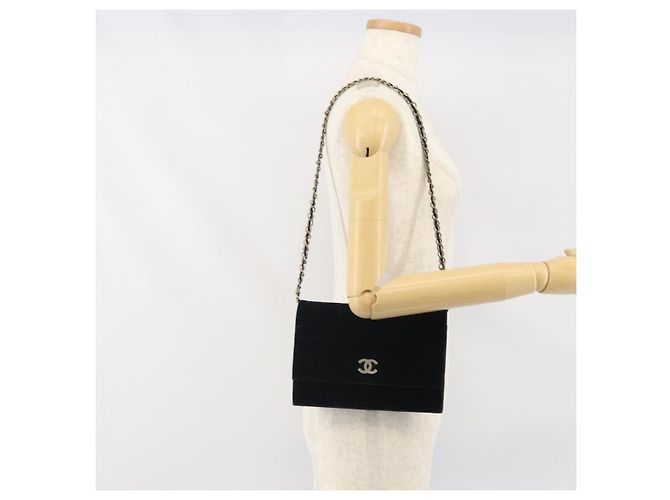 CHANEL Mademoiselle Borsa a Spalla con Catena Velluto Nero Oro CC Auth bs33251 D'oro - vista 22