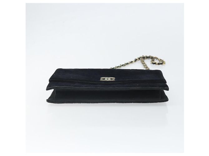 CHANEL Mademoiselle Borsa a Spalla con Catena Velluto Nero Oro CC Auth bs33251 D'oro - vista 5