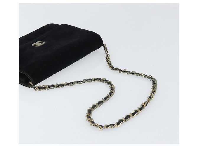 CHANEL Mademoiselle Borsa a Spalla con Catena Velluto Nero Oro CC Auth bs33251 D'oro - vista 7