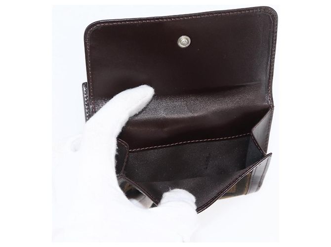 Portafoglio in tela Zucca FENDI in pelle nera e marrone Auth am10756V - vista 10
