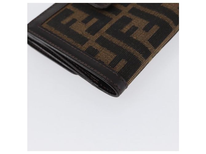 Portafoglio in tela Zucca FENDI in pelle nera e marrone Auth am10756V - vista 15