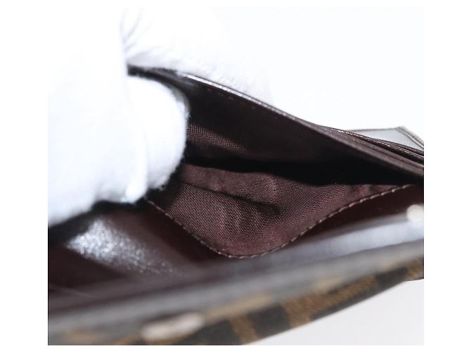 Portafoglio in tela Zucca FENDI in pelle nera e marrone Auth am10756V - vista 21