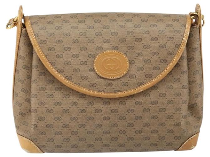 Gucci Borsa a Spalla Micro GG Supreme PVC Beige Oro 001 099 4084 Auth 169812 D'oro - vista 13
