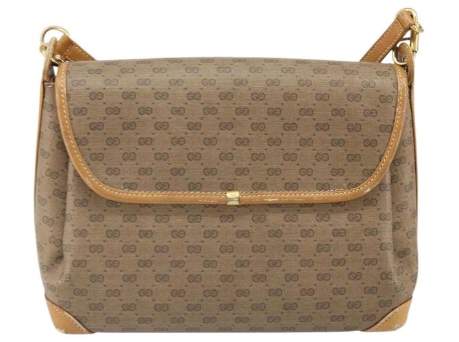 Gucci Borsa a Spalla Micro GG Supreme PVC Beige Oro 001 099 4084 Auth 169812 D'oro - vista 2