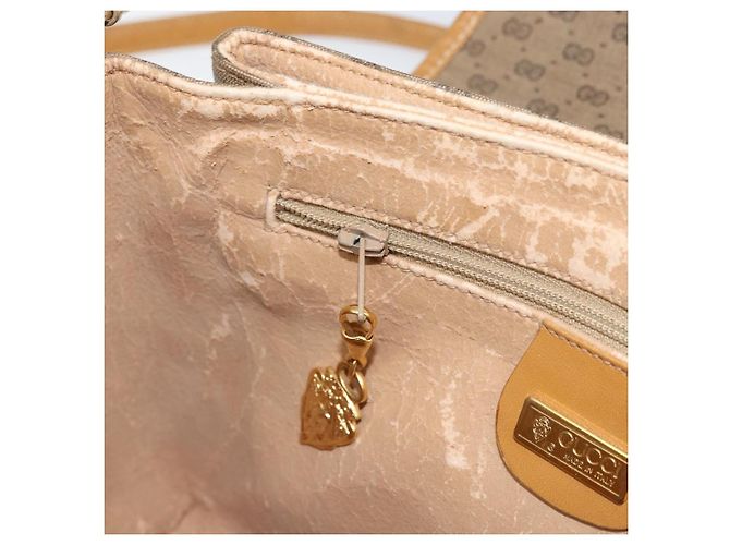 Gucci Borsa a Spalla Micro GG Supreme PVC Beige Oro 001 099 4084 Auth 169812 D'oro - vista 22