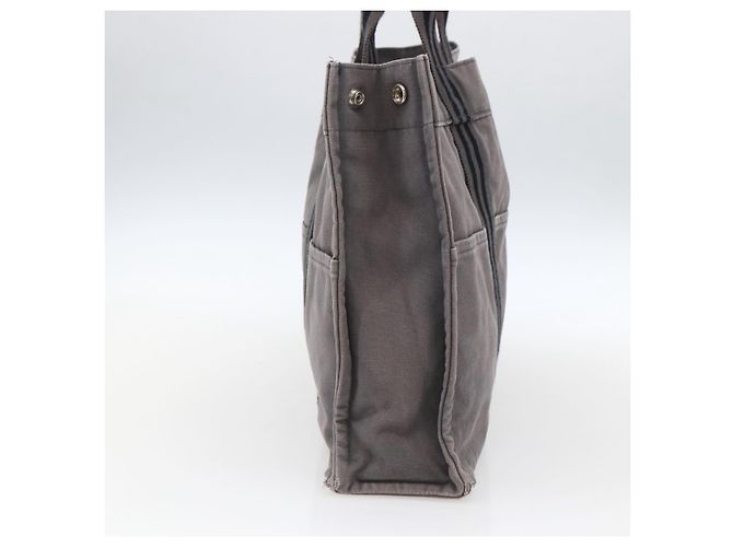 Hermès HERMES Fourre ToutMM Borsa a Mano in Tela Grigia Argento Auth ti3707 Marrone - vista 3