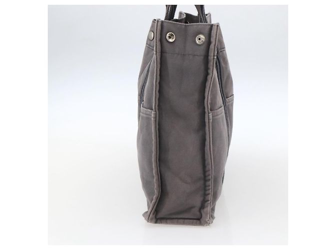 Hermès HERMES Fourre ToutMM Borsa a Mano in Tela Grigia Argento Auth ti3707 Marrone - vista 4