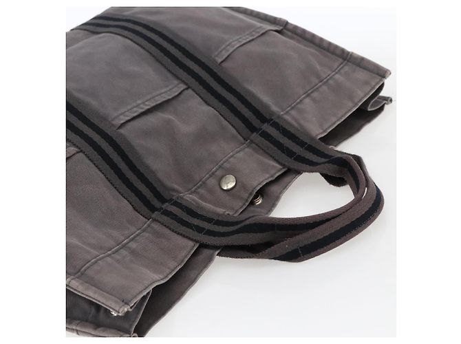 Hermès HERMES Fourre ToutMM Borsa a Mano in Tela Grigia Argento Auth ti3707 Marrone - vista 6