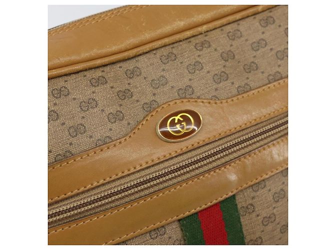 Borsa a Spalla GUCCI Micro GG Supreme Web Sherry Line PVC Beige Oro Auth 169606 D'oro - vista 17