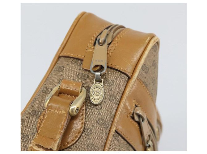 Borsa a Spalla GUCCI Micro GG Supreme Web Sherry Line PVC Beige Oro Auth 169606 D'oro - vista 18