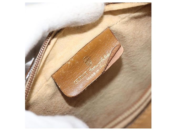 Borsa a Spalla GUCCI Micro GG Supreme Web Sherry Line PVC Beige Oro Auth 169606 D'oro - vista 19