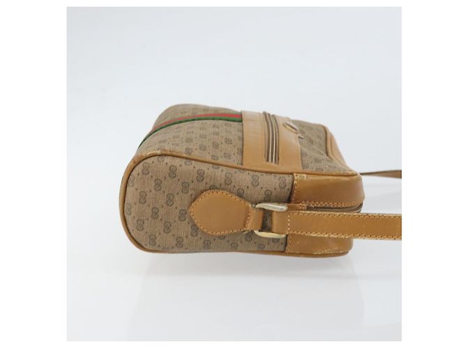 Borsa a Spalla GUCCI Micro GG Supreme Web Sherry Line PVC Beige Oro Auth 169606 D'oro - vista 3