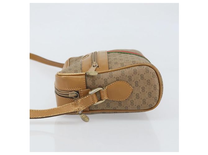 Borsa a Spalla GUCCI Micro GG Supreme Web Sherry Line PVC Beige Oro Auth 169606 D'oro - vista 4