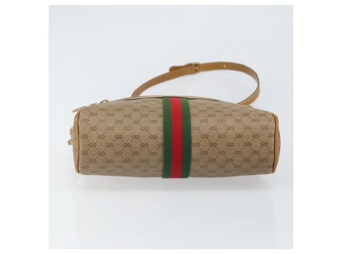 Borsa a Spalla GUCCI Micro GG Supreme Web Sherry Line PVC Beige Oro Auth 169606 D'oro - vista 5