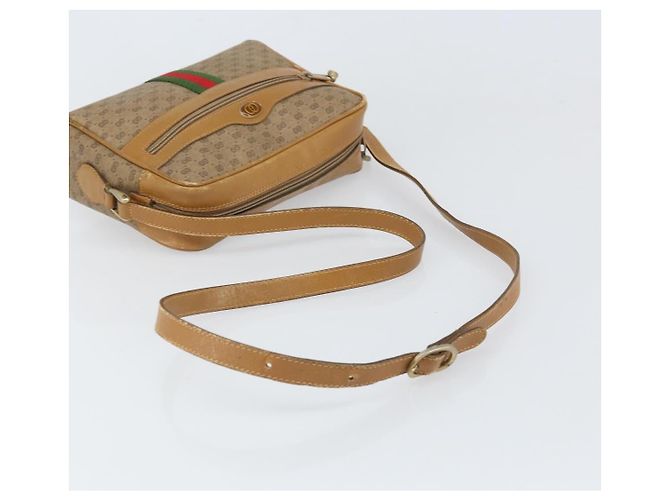 Borsa a Spalla GUCCI Micro GG Supreme Web Sherry Line PVC Beige Oro Auth 169606 D'oro - vista 7