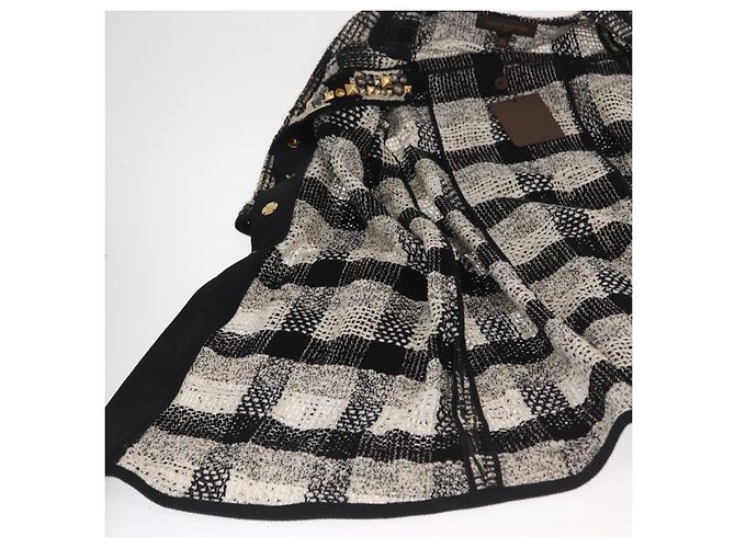 LOUIS VUITTON Einzelstück Strickstoffe Schwarz Weiß LV Auth 169143M - Ansicht 14