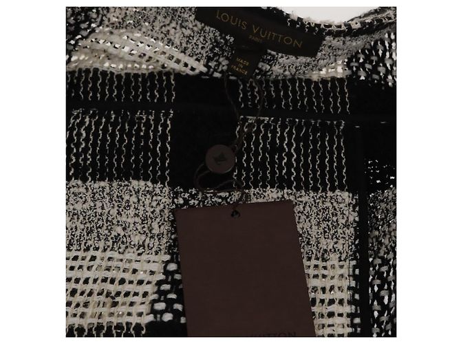 LOUIS VUITTON Einzelstück Strickstoffe Schwarz Weiß LV Auth 169143M - Ansicht 17