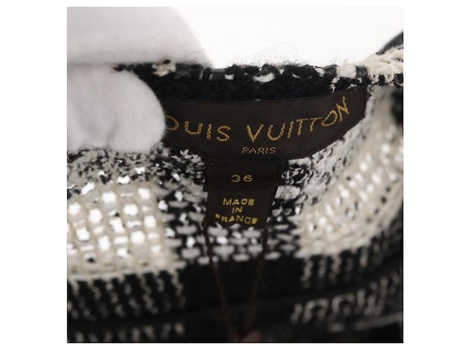 LOUIS VUITTON Einzelstück Strickstoffe Schwarz Weiß LV Auth 169143M - Ansicht 18