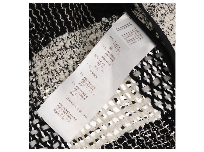 LOUIS VUITTON Einzelstück Strickstoffe Schwarz Weiß LV Auth 169143M - Ansicht 19