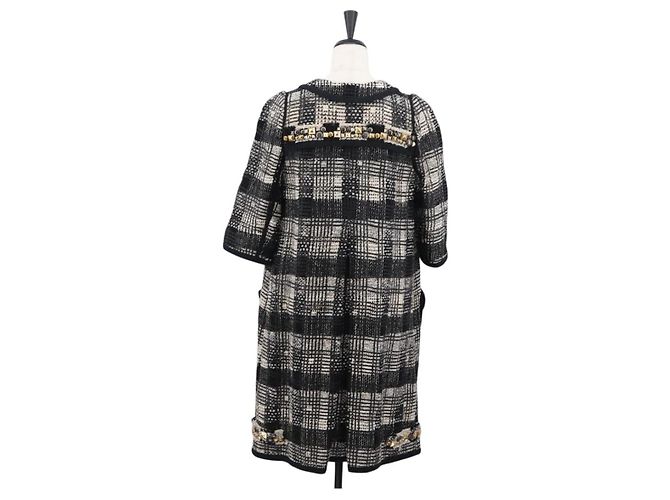 LOUIS VUITTON Einzelstück Strickstoffe Schwarz Weiß LV Auth 169143M - Ansicht 2
