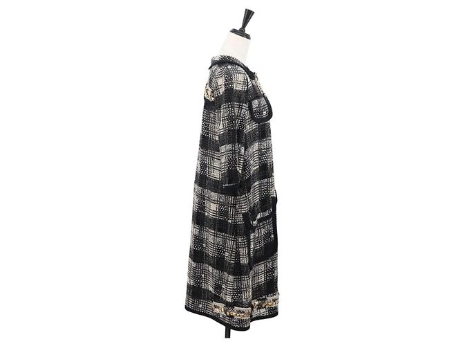 LOUIS VUITTON Einzelstück Strickstoffe Schwarz Weiß LV Auth 169143M - Ansicht 4