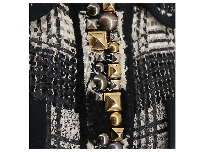 LOUIS VUITTON Einzelstück Strickstoffe Schwarz Weiß LV Auth 169143M - Ansicht 5