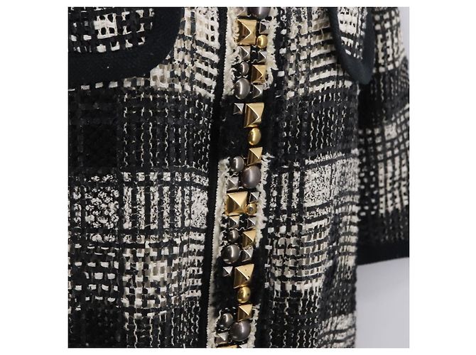 LOUIS VUITTON Einzelstück Strickstoffe Schwarz Weiß LV Auth 169143M - Ansicht 6