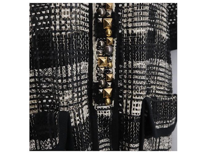 LOUIS VUITTON Einzelstück Strickstoffe Schwarz Weiß LV Auth 169143M - Ansicht 7