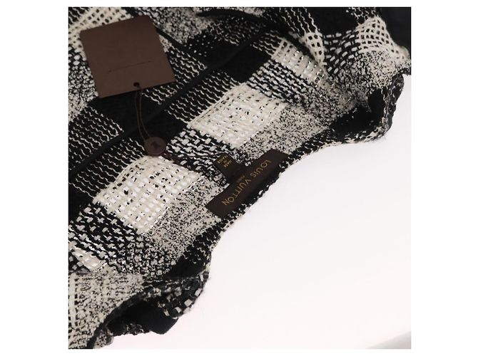 LOUIS VUITTON Einzelstück Strickstoffe Schwarz Weiß LV Auth 169143M - Ansicht 8