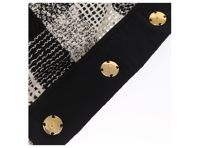 LOUIS VUITTON Einzelstück Strickstoffe Schwarz Weiß LV Auth 169143M - Ansicht 9