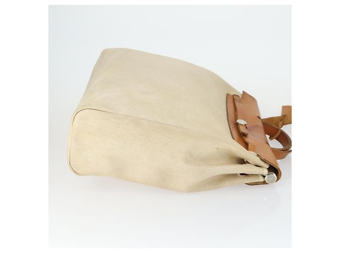 Hermès HERMES Borsa Her Bag MM Borsa a Mano Tela Beige Argento Auth 168228 - vista 3