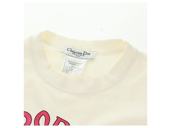 T-shirt in cotone a maniche lunghe Christian Dior, taglio e cucito, bianca, Auth 171428V Bianco - vista 11