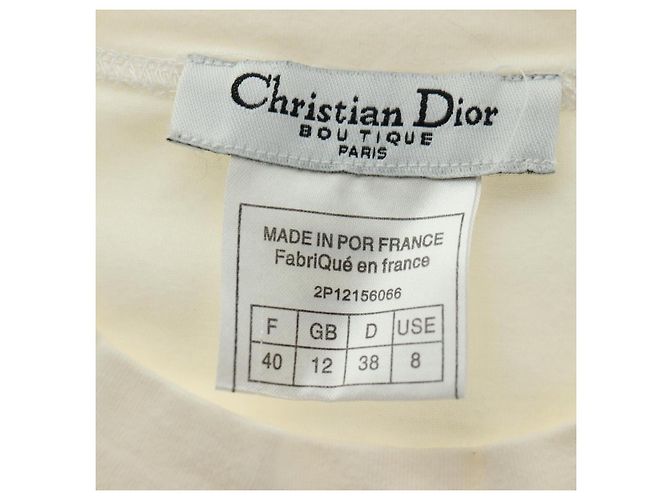 T-shirt in cotone a maniche lunghe Christian Dior, taglio e cucito, bianca, Auth 171428V Bianco - vista 12