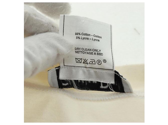 T-shirt in cotone a maniche lunghe Christian Dior, taglio e cucito, bianca, Auth 171428V Bianco - vista 13